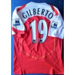 Football, Arsenal, Gilberto Silva, home no 19 jersey season 2004-2005, short sleeves with Barclays