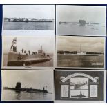 Postcards, Submarines, 6 RP's showing various submarines inc. HMS Resolution, HMS Oberon, HMS