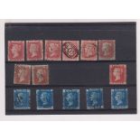 Stamps GB QV 1d reds (9) and 2d blues (5) used