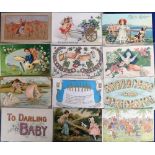 Postcards, a collection of approx. 20 embossed greeting and other greetings cards and a few