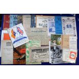 Ephemera, selection of items, mostly 1930's to 1950's inc. booklets, programmes, adverts, flyers