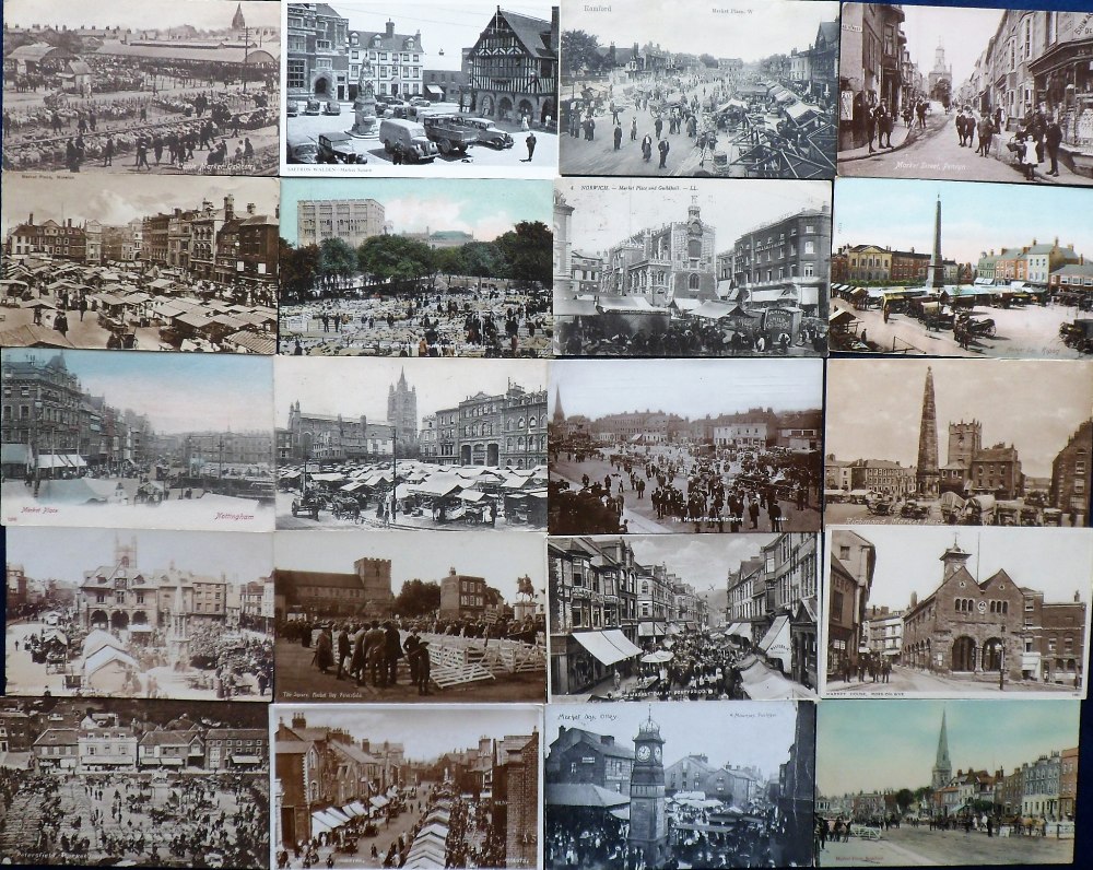 Postcards, a further selection of approx. 110 cards of UK markets and market places with RP's of - Image 2 of 3