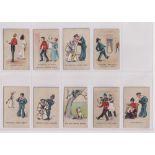 Cigarette cards, W.T. Osborne, Naval & Military Phrases (No border), 9 cards, some with slight trim,