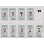 Cigarette cards, Cope's, Noted Footballers (Clips, 120 Subjects), Blackburn Rovers, 9 cards, nos