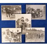 WW2 Women's Land Army and W.V.S. original press photographs showing hoeing, harvest time, with an