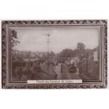 Postcard, Railways, RP internal view of Fulwell and Hampton Hill Station, steam train at platform,