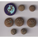 Olympics / Athletics, London, 1948, five brass Great Britain Olympic Association brass buttons in