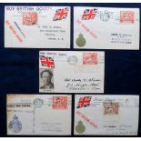 Postcards, British Empire Exhibition 1925, 5 cards each bearing an Empire Exhibition stamp and