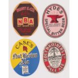 Beer labels, a selection of 4 vertical oval labels, Case's Nut Brown Ale, Burt & Co Nut Brown Ale
