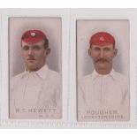 Cigarette cards, Wills, Cricketers 1896 2 cards, H T Hewett, MCC, & Pougher, Leicestershire (sl