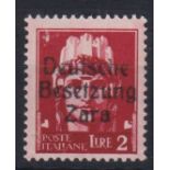 Stamps, German occupation of Zara 1943 Imperiale 2 Lira overprinted. Mint