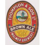 Beer label, Thompson & Son Ltd, Walmer, Kent, Brown Ale, vertical oval 85mm high (some thinning,