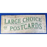 Wooden Sign, vintage hand painted sign 'Large Choice Of Postcards' approx. 88 x 36 cms (nicely