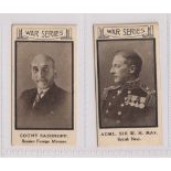 Cigarette cards, Themans, War Portraits, two cards, no 16 Count Sazonoff & no 20 Admiral Sir Wm.