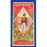 Tobacco advertising, USA, David Dunlop, Petersburg, Va., tobacco box label for Kohinoor tobacco