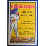 Motor Racing, Brooklands programme 11th March 1933, 24 pages results of races written in pencil (