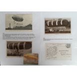 Postcards, Aviation, a selection of 6 dirigible airships corner mounted on pages inc. The Stanley