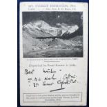 Postcard, Mount Everest Exhibition 1924, postmarked Mt. Everest & Calcutta British Empire Exhibition