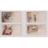 Cigarette cards, USA, Kinney, New Year 1890 Cards, 4 type cards (some slight marks, gen gd) (4)