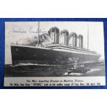 Postcard, a single printed postcard of the Titanic 'The Most Appalling Disaster in Maritime