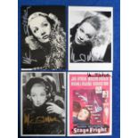 Autographs, MARLENE DIETRICH – Small collection of four different 4 x 6 postcards signed by the
