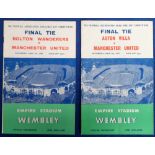 Football programmes, FA Cup Finals (2), Aston Villa v Manchester United 1956 & Bolton Wanderers v