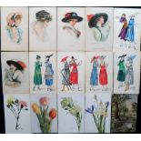 Postcards, a mixed subject selection of 26 cards inc. Art Deco glamour, five cards with pretty