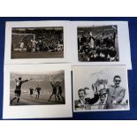 Autographs, Football, 4 b/w images taken from early original photos, 3 from the 1965 FAC Final