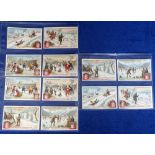 Trade cards, Liebig, The Development of Winter Sports, ref S1130, two different language sets,