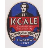 Beer label, Kenward & Court Ltd, Hadlow, Kent, K C Ale, vertical oval, 83mm high, (vg) (1)