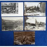 Postcards, a small selection of 4 RP's of railway disasters and printed card of collapsed bridge