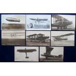 Postcards, Aviation, 8 cards to include aviator B.C. Hucks and his Bleriot Monoplane 1914, Handley