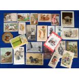 Ephemera, Dogs, pre 1912, 25 greetings cards, postcards, etc. mechanical, embossed, die cut, pen and
