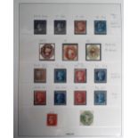 Stamps, GB collection of QV stamps on vintage album page to include 1d Reds, 2d Blues and 4 x