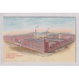 Tobacco advertising, Gallaher, artist drawn colour postcard showing Gallaher's Tobacco Works,