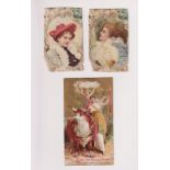Cigarette & trade cards, USA, 3 cards, Mayo, 2 die-cut advertising cards each showing Beauties, sold