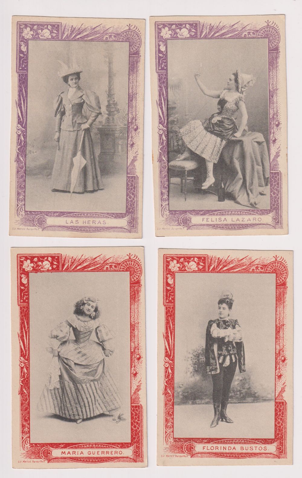 Trade cards, Spain, Anon, Actresses, 15 postcard size cards all showing early Actresses each with