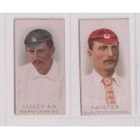 Cigarette cards, Wills, Cricketers 1896 2 cards, Lilley. A A, Warwickshire & Painter,