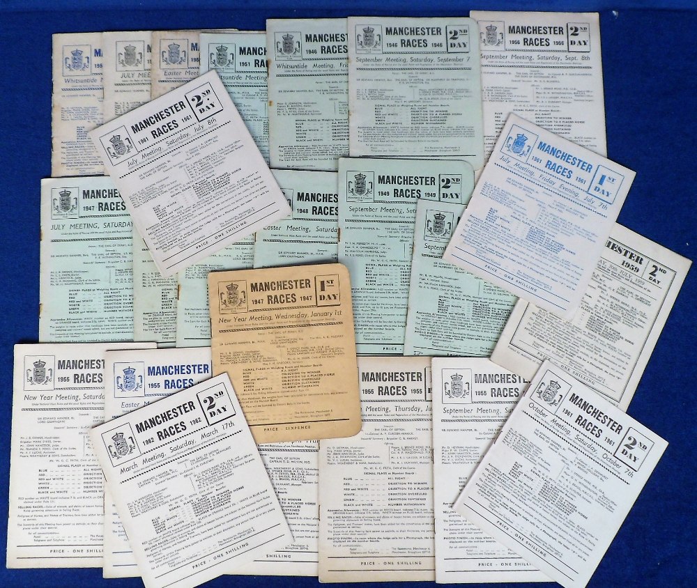 Horse Racing, Racecards, Manchester Races, a collection of 24 racecards with dates ranging between