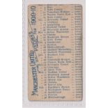 Cigarette card, Casket Tobacco & Cigarette Co, Football Fixture Card, type, Manchester United 1909-