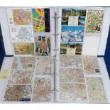 Postcards, Maps, a large collection in 3 modern albums and a box of approx. 940 modern map cards and