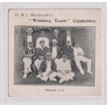 Cigarette card, Macdonald's, Cricket & Football Teams (Winning Team), type card, Cricket, Sussex