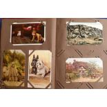 Postcards, a vintage album containing approx. 140 cards inc. UK topographical, mostly printed,