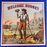 Tobacco advertising, USA, T.C. Williams & Co, Virginia, tobacco box label for Welcome Nugget