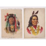 Tobacco Silks, USA, ATC Indian Portraits, 'G' size, (set, 6 silks) (nos 1 & 2 with fraying to top