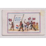 Cigarette card, A. Chew & Co, Army Pictures, Cartoons etc, type card, 'Are We downhearted?, No-O-O!'