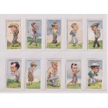 Cigarette cards, Churchman's, Prominent Golfers (set, 50 cards) (standard size) inc. Bobby Jones,