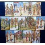 Postcards, Paul Brinklow Gale and Polden Collection, a selection of 13 WW2 military uniforms