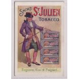 Cigarette card, Ogden's, Calendar card for 1908 with advert 'Smoke St Julien Tobacco' to front, 88mm