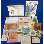 Ephemera, U.S.A., a quantity of 1901-1929 items to include 1924 Boston railroad timetable, trade